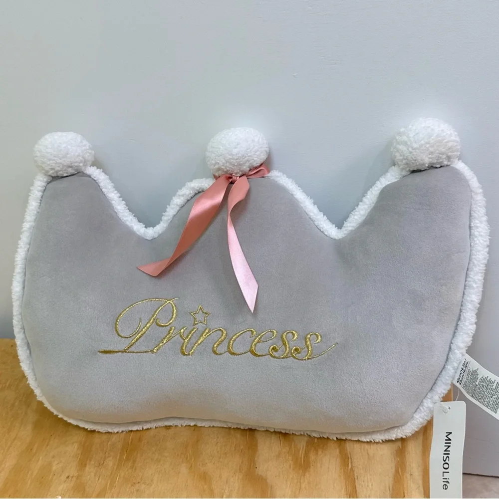 MINISO Life Princess Crown Plush Pillow Cushion – Nursery Decor/ Kids Room NWT